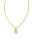 KENDRA SCOTT Crystal Letter S Gold Short Pendant Necklace in White Crystal