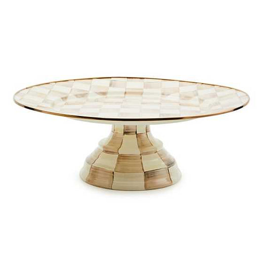MacKenzie-Childs Mocha Check Small Pedestal Platter