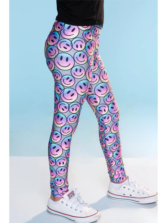 High Shine Long Legging - Pink Ombre Smiley