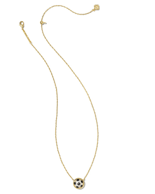 KENDRA SCOTT Soccer Gold Short Pendant Necklace in Ivory Mother-of-Pearl