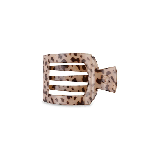 TELETIES Square Flat Hair Clip | Small | Blonde Tortoise