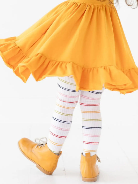 Little Stocking Co. Ribbed Knit Tights - Rainbow Stripe