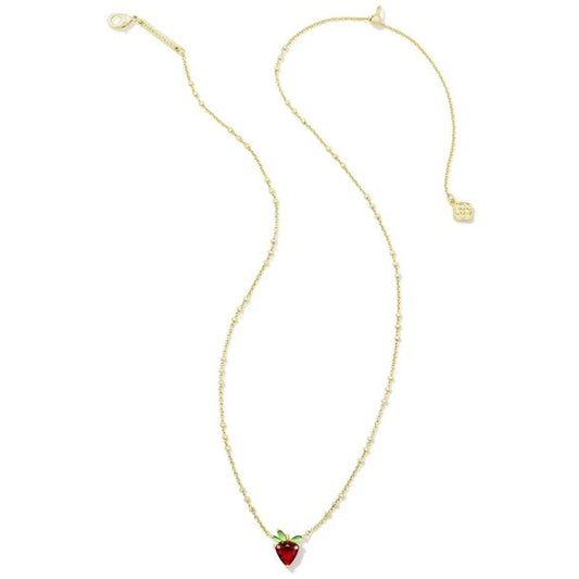 KENDRA SCOTT Strawberry Short Pendant Necklace in Red Crystal, Gold-Plated