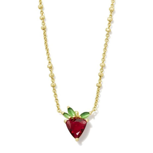 KENDRA SCOTT Strawberry Short Pendant Necklace in Red Crystal, Gold-Plated