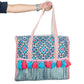 Turquoise and Pink Diamond Tote Bags For Women