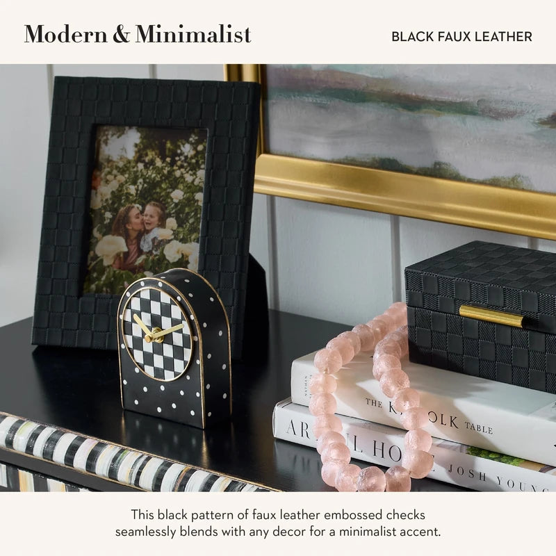 MACKENZIE-CHILDS Black Faux-Leather 5" X 7"