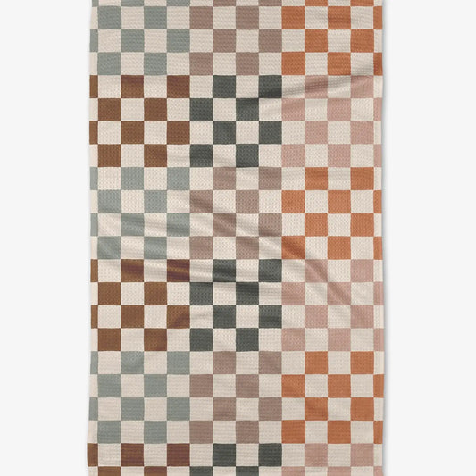 Geometry Autumn Checkers Tea Towel