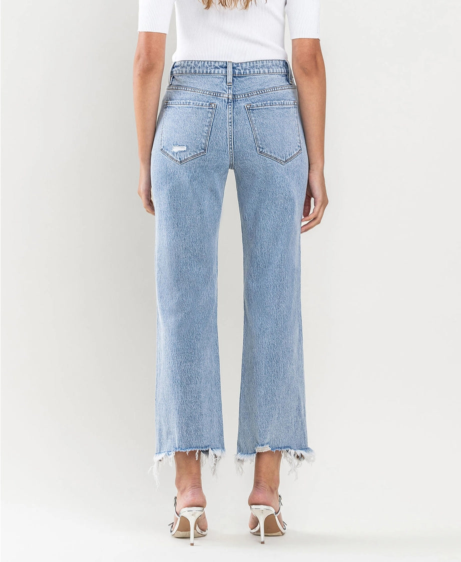 VERVET by FLYING MONKEY High Rise Distressed Hem Crop Dad Jeans