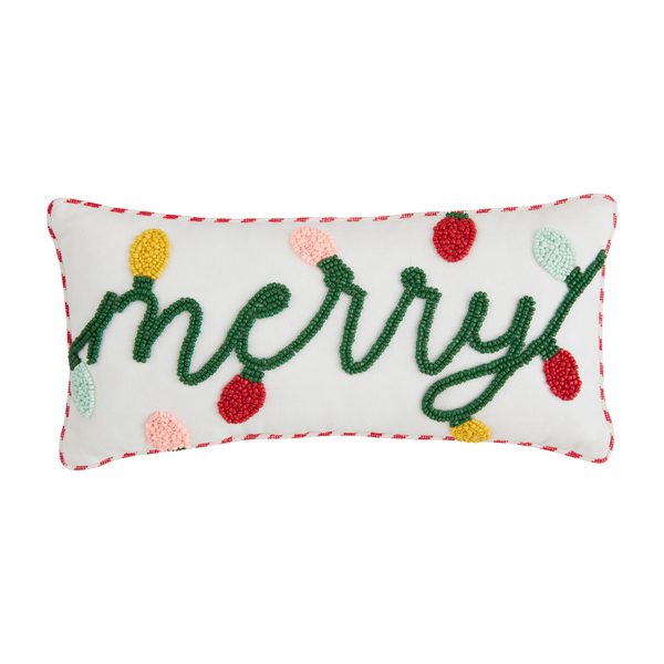 Merry Lights Mini Beaded Pillow