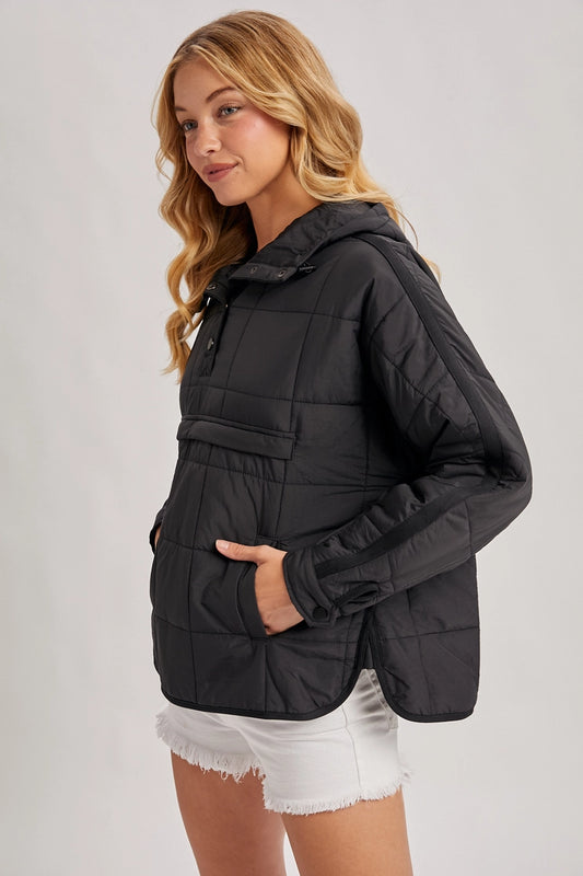 Quilted Puffer Hooded Pullover Jacket