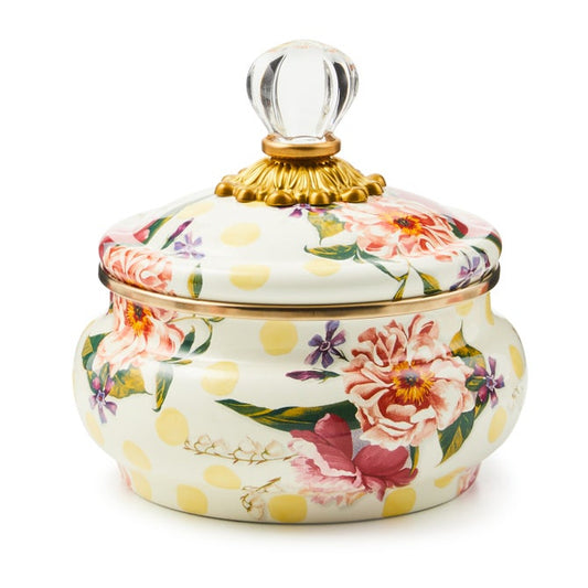 Floral Squashed Pot  Wildflowers Yellow