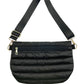 Black Puffer Messenger Crossbody Shoulder Bag