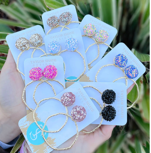 Glitter Top Hoops