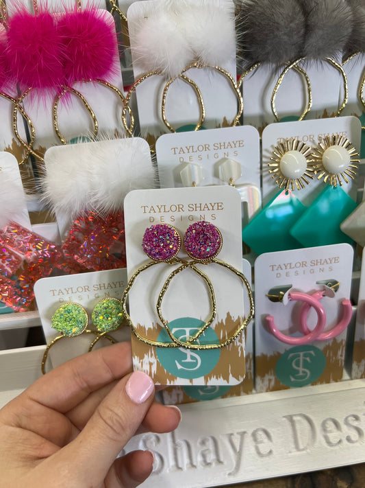 Glitter Top Hoops
