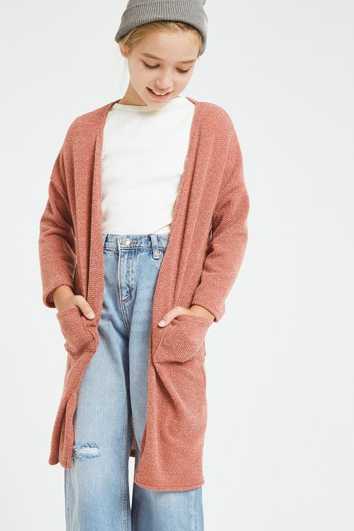 Open Front Popcorn Knit Cardigan