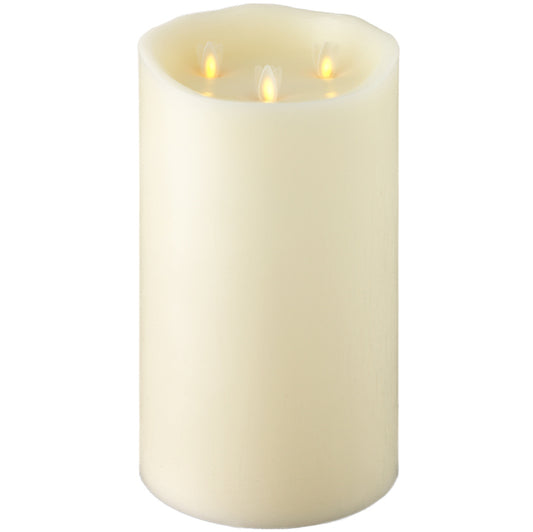 MOVING FLAME IVORY TRIFLAME CANDLE 6" X 10"
