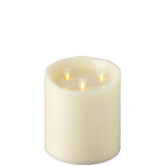 MOVING FLAME IVORY TRIFLAME CANDLE 6" X 6"